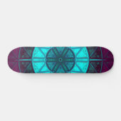 Mosaic Mandala Blume Blau und Lila Skateboard (Horizontal)