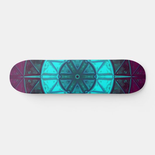 Mosaic Mandala Blume Blau und Lila Skateboard (Horizontal)
