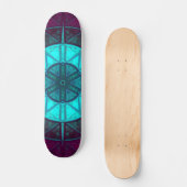 Mosaic Mandala Blume Blau und Lila Skateboard (Vorderseite)