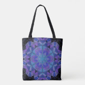 Mosaic Mandala Blume Blau und Lila Tasche (Rückseite)