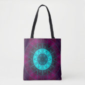 Mosaic Mandala Blume Blau und Lila Tasche (Vorderseite)