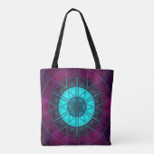 Mosaic Mandala Blume Blau und Lila Tasche (Rückseite)