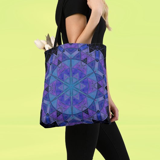 Mosaic Mandala Blume Blau und Lila Tasche