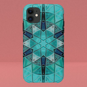 Mosaic Mandala Blume Blau und Weiß Case-Mate iPhone Hülle