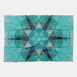 Mosaic Mandala Blume Blau und Weiß Geschirrtuch