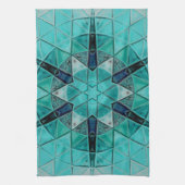 Mosaic Mandala Blume Blau und Weiß Geschirrtuch (Vertikal)