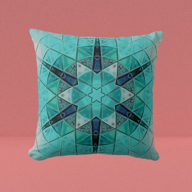 Mosaic Mandala Blume Blau und Weiß Kissen (Von Creator hochgeladen)