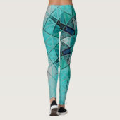 Mosaic Mandala Blume Blau und Weiß Leggings (Rückseite)