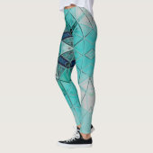 Mosaic Mandala Blume Blau und Weiß Leggings (Links)