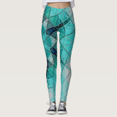 Mosaic Mandala Blume Blau und Weiß Leggings (Vorderseite)