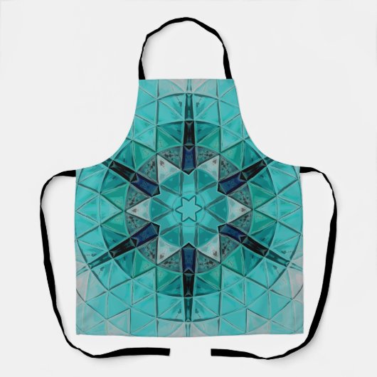 Mosaic Mandala Blume Blau und Weiß Schürze (Vorderseite)