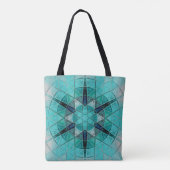 Mosaic Mandala Blume Blau und Weiß Tasche (Rückseite)