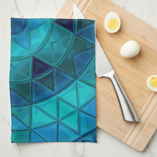 Mosaic Mandala Blume Blue Geschirrtuch (Viertel Falte)