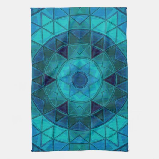 Mosaic Mandala Blume Blue Geschirrtuch (Vertikal)