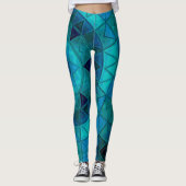 Mosaic Mandala Blume Blue Leggings (Vorderseite)