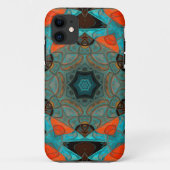 Mosaic Mandala Blume Blue und Orange Case-Mate iPhone Hülle (Rückseite)