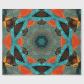 Mosaic Mandala Blume Blue und Orange Geschenkpapier (Flach)