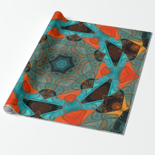 Mosaic Mandala Blume Blue und Orange Geschenkpapier
