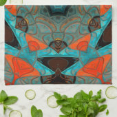 Mosaic Mandala Blume Blue und Orange Geschirrtuch (Gefaltet)
