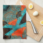 Mosaic Mandala Blume Blue und Orange Geschirrtuch (Viertel Falte)