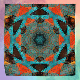 Mosaic Mandala Blume Blue und Orange Halstuch