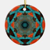 Mosaic Mandala Blume Blue und Orange Keramik Ornament (Vorne)