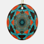 Mosaic Mandala Blume Blue und Orange Keramik Ornament (Links)