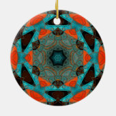 Mosaic Mandala Blume Blue und Orange Keramik Ornament (Hinten)