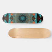 Mosaic Mandala Blume Blue und Orange Skateboard (Horizontal)