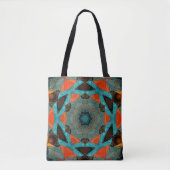 Mosaic Mandala Blume Blue und Orange Tasche (Vorderseite)