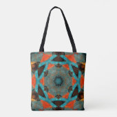Mosaic Mandala Blume Blue und Orange Tasche (Rückseite)