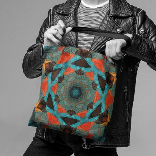 Mosaic Mandala Blume Blue und Orange Tasche