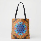 Mosaic Mandala Blume Orange und Blue Tasche (Vorderseite)
