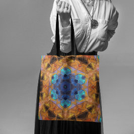 Mosaic Mandala Blume Orange und Blue Tasche