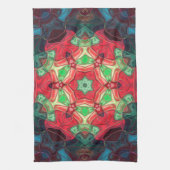 Mosaic Mandala Blume Rot Aquamarin und Blau Geschirrtuch (Vertikal)