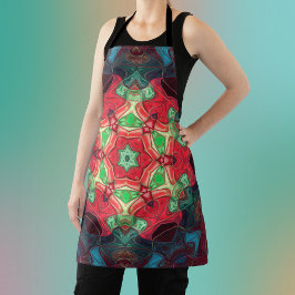 Mosaic Mandala Blume Rot Aquamarin und Blau Schürze