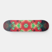 Mosaic Mandala Blume Rot Aquamarin und Blau Skateboard (Horizontal)