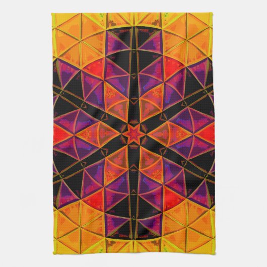 Mosaic Mandala Blume Rot Lila und Orange Geschirrtuch (Vertikal)