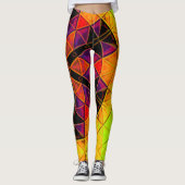 Mosaic Mandala Blume Rot Lila und Orange Leggings (Vorderseite)