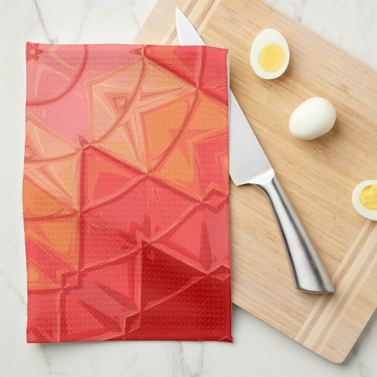 Mosaic Mandala Blume Rot und Orange Geschirrtuch (Viertel Falte)