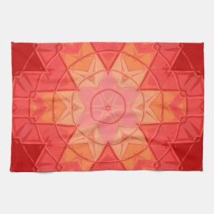 Mosaic Mandala Blume Rot und Orange Geschirrtuch