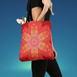 Mosaic Mandala Blume Rot und Orange Tasche