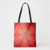Mosaic Mandala Blume Rot und Orange Tasche (Vorderseite)