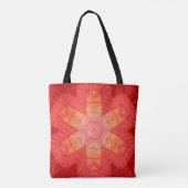 Mosaic Mandala Blume Rot und Orange Tasche (Rückseite)