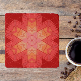 Mosaic Mandala Blume Rot und Orange Töpfeuntersetzer