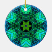 Mosaic Mandala Green und Blue Keramik Ornament (Hinten)