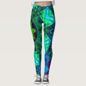 Mosaic Mandala Green und Blue Leggings (Vorderseite)