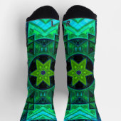 Mosaic Mandala Green und Blue Socken (Oben)