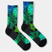 Mosaic Mandala Green und Blue Socken (Rechts)