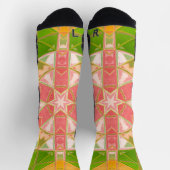 Mosaic Mandala Orange Green und Pink Socken (Oben)